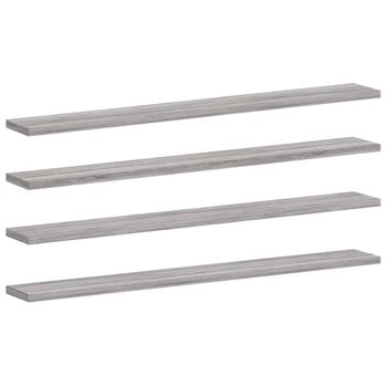 Estantes Pared 4 Uds Madera Ingeniería Gris Sonoma 80x10x1,5 Cm