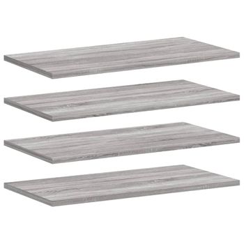 Estantes Pared 4 Uds Madera Ingeniería Gris Sonoma 60x20x1,5 Cm