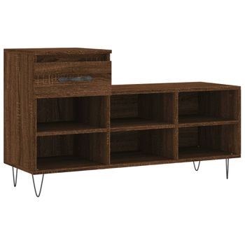 Vidaxl Mueble Zapatero Madera Contrachapada Roble Marrón 102x36x60 Cm