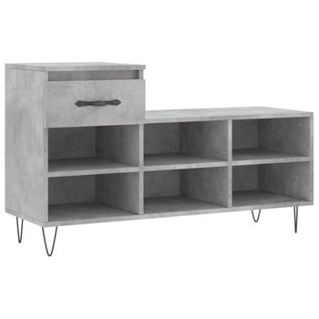 Vidaxl Mueble Zapatero Madera Contrachapada Gris Hormigón 102x36x60 Cm