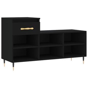 Vidaxl Mueble Zapatero Madera Contrachapada Negro 102x36x60 Cm