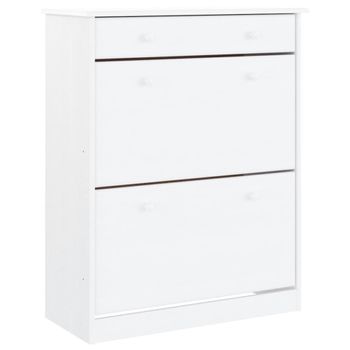 Vidaxl Mueble Zapatero Alta Madera Maciza De Pino Blanco 77x35x96 Cm