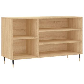 Vidaxl Mueble Zapatero Madera Contrachapada Roble Sonoma 102x36x60 Cm Marrón