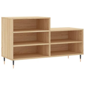 Vidaxl Mueble Zapatero Madera Contrachapada Roble Sonoma 102x36x60 Cm Marrón