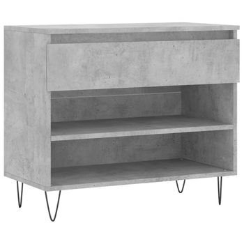 Vidaxl Mueble Zapatero Madera Contrachapada Gris Hormigón 70x36x60 Cm