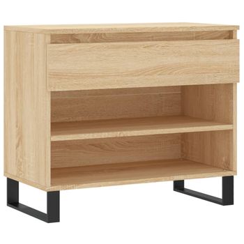 Vidaxl Mueble Zapatero Madera Contrachapada Roble Sonoma 70x36x60 Cm Marrón