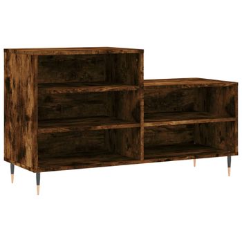 Vidaxl Mueble Zapatero Madera Contrachapada Roble Ahumado 102x36x60 Cm Marrón