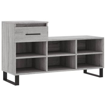 Vidaxl Mueble Zapatero Madera Contrachapada Gris Sonoma 102x36x60 Cm