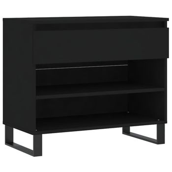 Vidaxl Mueble Zapatero Madera Contrachapada Negro 70x36x60 Cm