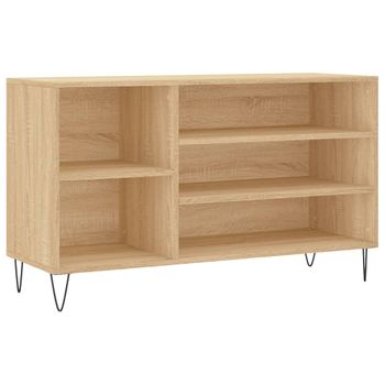 Vidaxl Mueble Zapatero Madera Contrachapada Roble Sonoma 102x36x60 Cm Marrón