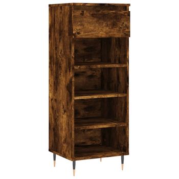 Vidaxl Mueble Zapatero Madera Contrachapada Roble Ahumado 40x36x105 Cm Marrón