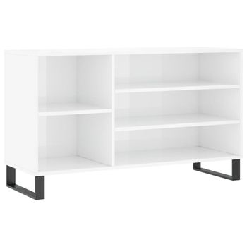 Vidaxl Mueble Zapatero Madera Contrachapada Blanco Brillo 102x36x60 Cm