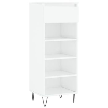 Vidaxl Mueble Zapatero Madera Contrachapada Blanco Brillo 40x36x105 Cm