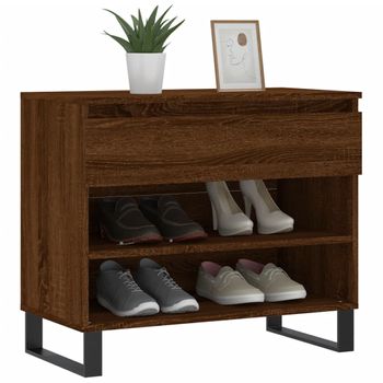 Vidaxl Mueble Zapatero Madera Contrachapada Roble Marrón 70x36x60 Cm