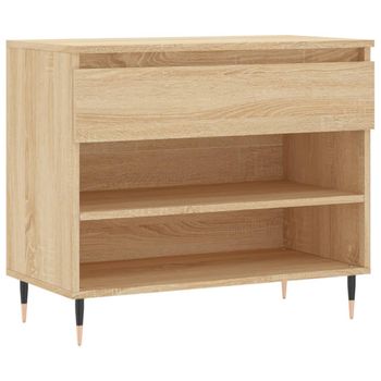 Vidaxl Mueble Zapatero Madera Contrachapada Roble Sonoma 70x36x60 Cm Marrón