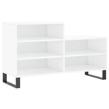 Vidaxl Mueble Zapatero Madera Contrachapada Blanco Brillo 102x36x60 Cm