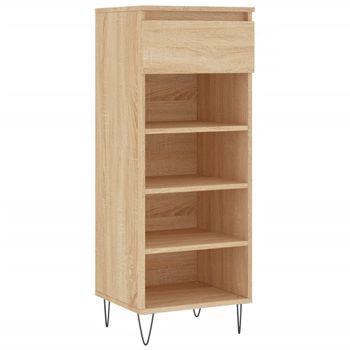 Vidaxl Mueble Zapatero Madera Contrachapada Roble Sonoma 40x36x105 Cm Marrón