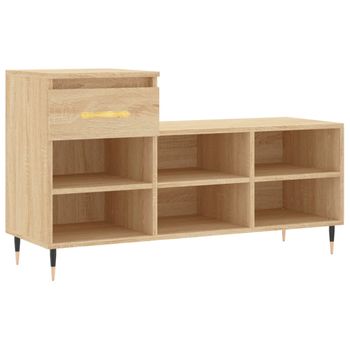 Vidaxl Mueble Zapatero Madera Contrachapada Roble Sonoma 102x36x60 Cm Marrón