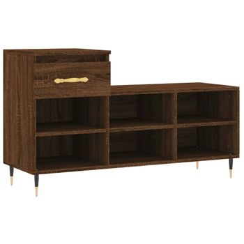 Vidaxl Mueble Zapatero Madera Contrachapada Roble Marrón 102x36x60 Cm