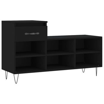 Vidaxl Mueble Zapatero Madera Contrachapada Negro 102x36x60 Cm