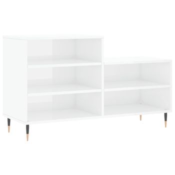 Vidaxl Mueble Zapatero Madera Contrachapada Blanco Brillo 102x36x60 Cm