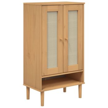 Vidaxl Zapatero Senja Aspecto Ratán Madera Maciza Marrón 59,5x35x107cm