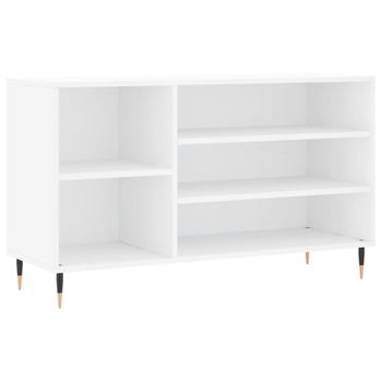 Vidaxl Mueble Zapatero Madera Contrachapada Blanco Brillo 102x36x60 Cm