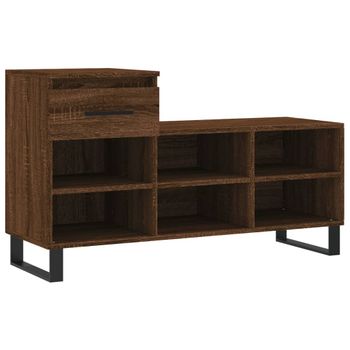 Vidaxl Mueble Zapatero Madera Contrachapada Roble Marrón 102x36x60 Cm