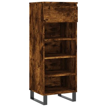 Vidaxl Mueble Zapatero Madera Contrachapada Roble Ahumado 40x36x105 Cm Marrón