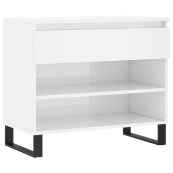 Vidaxl Mueble Zapatero Madera Contrachapada Blanco Brillo 70x36x60 Cm