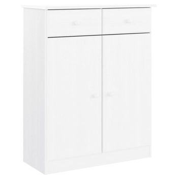 Vidaxl Mueble Zapatero Alta Madera Maciza De Pino Blanco 77x35x96 Cm