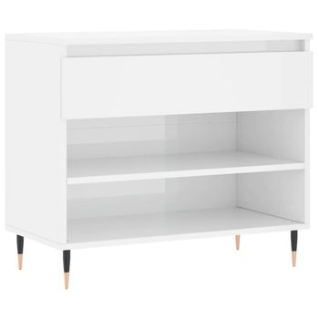 Vidaxl Mueble Zapatero Madera Contrachapada Blanco Brillo 70x36x60 Cm