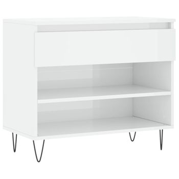 Vidaxl Mueble Zapatero Madera Contrachapada Blanco Brillo 70x36x60 Cm