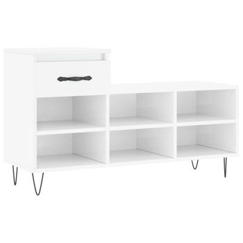 Vidaxl Mueble Zapatero Madera Contrachapada Blanco Brillo 102x36x60 Cm