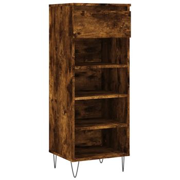 Vidaxl Mueble Zapatero Madera Contrachapada Roble Ahumado 40x36x105 Cm Marrón