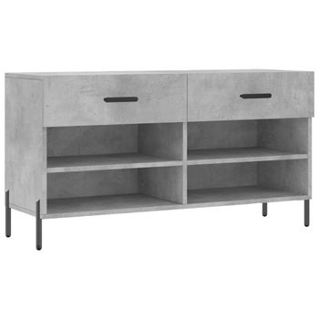 Vidaxl Banco Zapatero Madera De Ingeniería Gris Hormigón 102x35x55 Cm