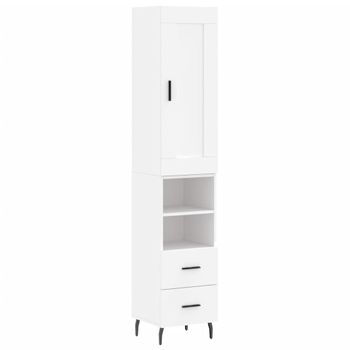 Vidaxl Aparador Alto Madera Contrachapada Blanco 34,5x34x180 Cm