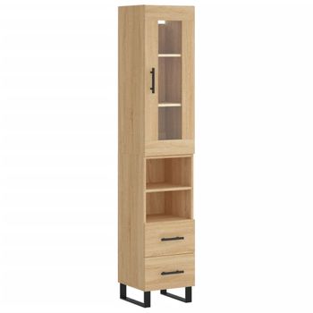 Vidaxl Aparador De Madera Contrachapada Roble Sonoma 34,5x34x180 Cm Marrón