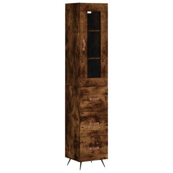 Vidaxl Aparador De Madera Contrachapada Roble Ahumado 34,5x34x180 Cm Marrón