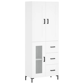 Vidaxl Aparador Alto Madera Contrachapada Blanco 69,5x34x180 Cm