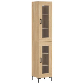 Vidaxl Aparador De Madera Contrachapada Roble Sonoma 34,5x34x180 Cm Marrón