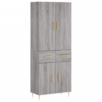 Vidaxl Aparador Alto Madera Contrachapada Gris Sonoma 69,5x34x180 Cm