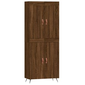 Vidaxl Aparador Alto Madera Contrachapada Marrón Roble 69,5x34x180 Cm