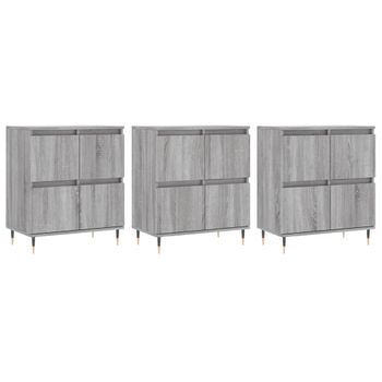 Vidaxl Aparadores 3 Uds Madera Contrachapada Gris Sonoma