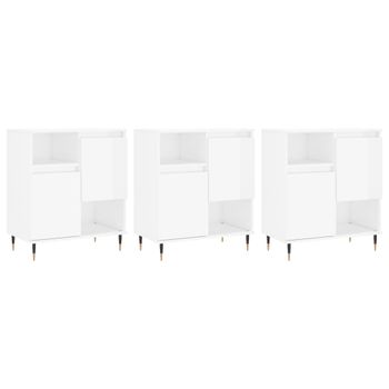 Vidaxl Aparadores 3 Uds Madera Contrachapada Blanco Brillo