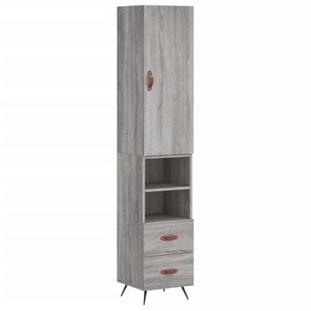 Vidaxl Aparador Alto Madera Contrachapada Gris Sonoma 34,5x34x180 Cm