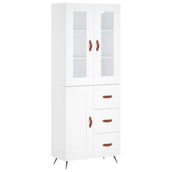 Vidaxl Aparador Alto Madera Contrachapada Blanco 69,5x34x180 Cm