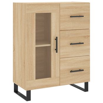 Vidaxl Aparador De Madera De Ingeniería Roble Sonoma 69,5x34x90 Cm Marrón