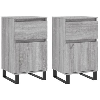 Vidaxl Aparadores 2 Uds Madera De Ingeniería Gris Sonoma 40x35x70 Cm