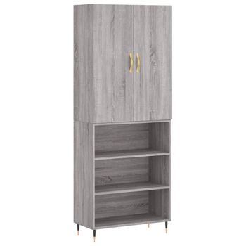 Vidaxl Aparador Alto Madera Contrachapada Gris Sonoma 69,5x34x180 Cm